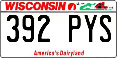 WI license plate 392PYS