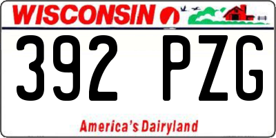 WI license plate 392PZG