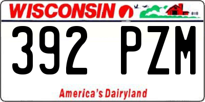 WI license plate 392PZM