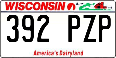 WI license plate 392PZP