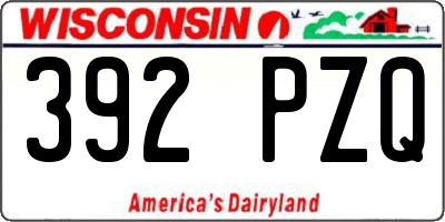 WI license plate 392PZQ
