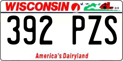 WI license plate 392PZS