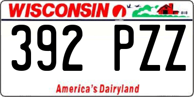 WI license plate 392PZZ