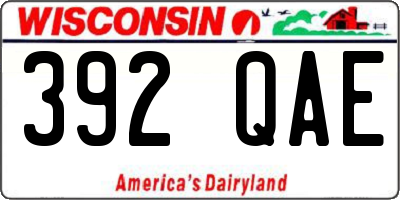WI license plate 392QAE