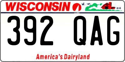 WI license plate 392QAG