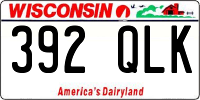 WI license plate 392QLK