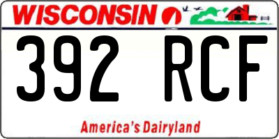 WI license plate 392RCF