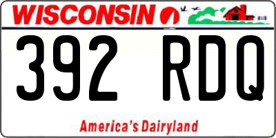 WI license plate 392RDQ