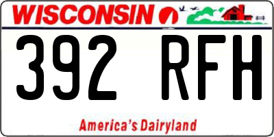 WI license plate 392RFH