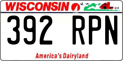 WI license plate 392RPN