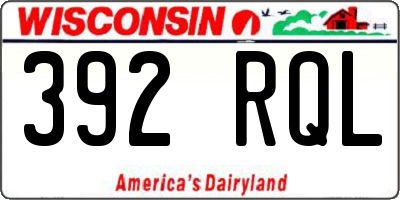 WI license plate 392RQL