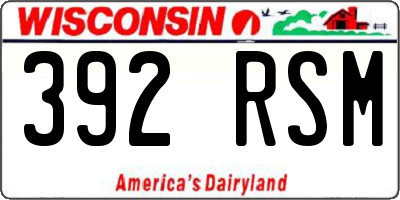 WI license plate 392RSM