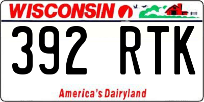 WI license plate 392RTK