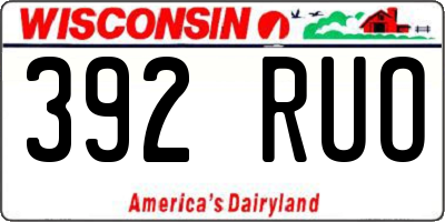 WI license plate 392RUO
