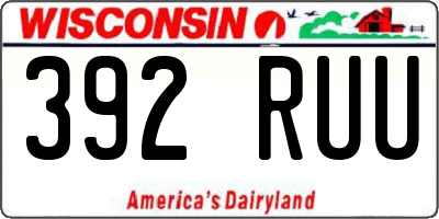 WI license plate 392RUU