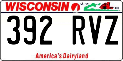 WI license plate 392RVZ