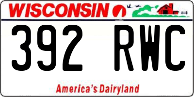 WI license plate 392RWC