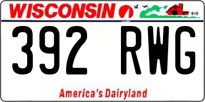 WI license plate 392RWG