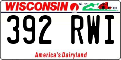 WI license plate 392RWI