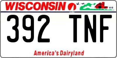 WI license plate 392TNF