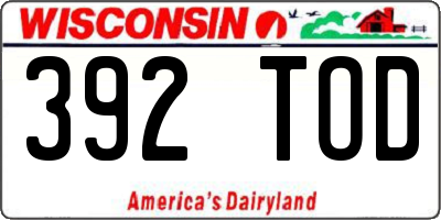 WI license plate 392TOD