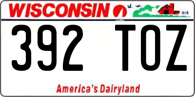 WI license plate 392TOZ