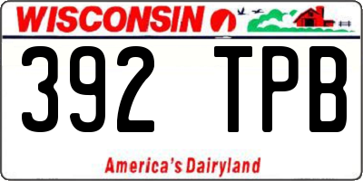 WI license plate 392TPB