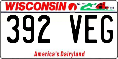 WI license plate 392VEG