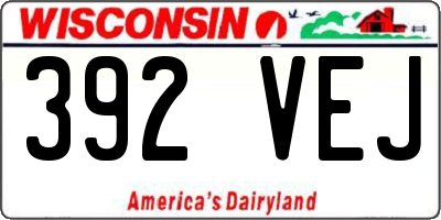 WI license plate 392VEJ