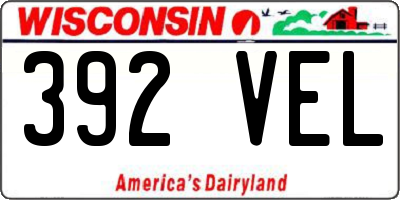 WI license plate 392VEL