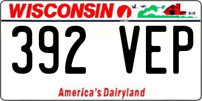 WI license plate 392VEP