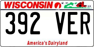 WI license plate 392VER