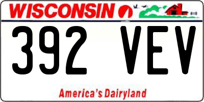 WI license plate 392VEV