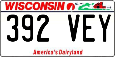 WI license plate 392VEY