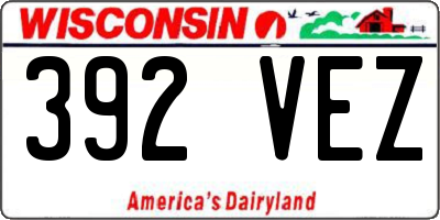 WI license plate 392VEZ