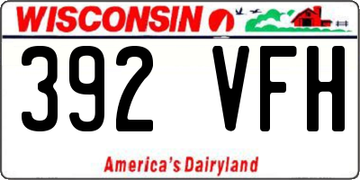 WI license plate 392VFH