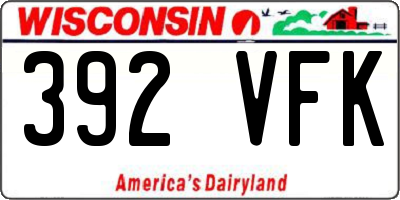 WI license plate 392VFK