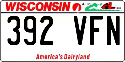 WI license plate 392VFN
