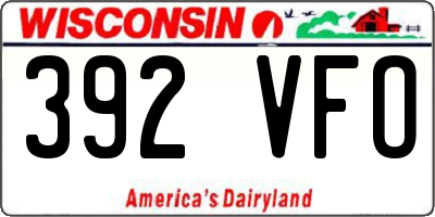WI license plate 392VFO