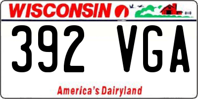 WI license plate 392VGA