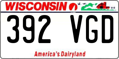WI license plate 392VGD