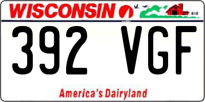 WI license plate 392VGF
