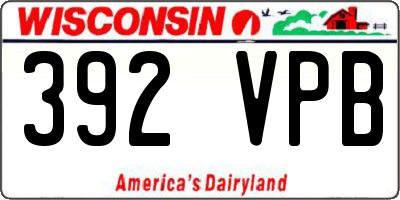 WI license plate 392VPB