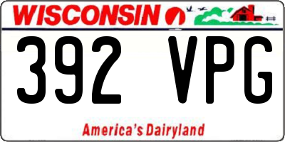 WI license plate 392VPG