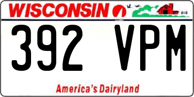 WI license plate 392VPM