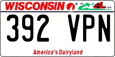 WI license plate 392VPN