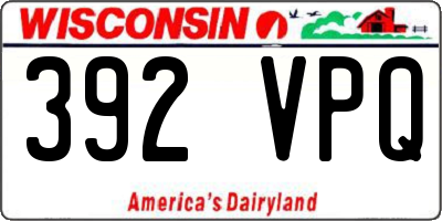 WI license plate 392VPQ