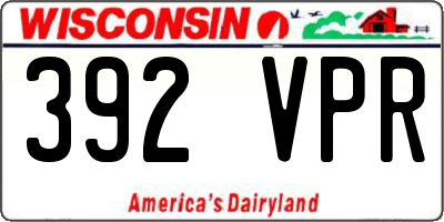 WI license plate 392VPR