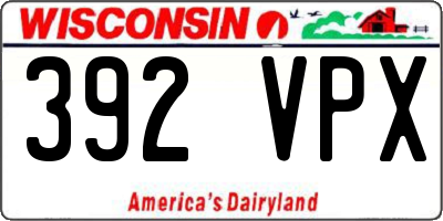 WI license plate 392VPX