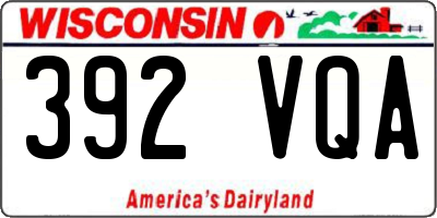 WI license plate 392VQA